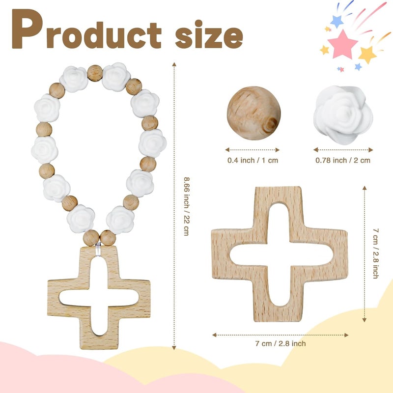 Sumalon Cross Baptism Silicone Rosary, First Communion Rosary Collection Shower Christian Communion Gifts - Image 2